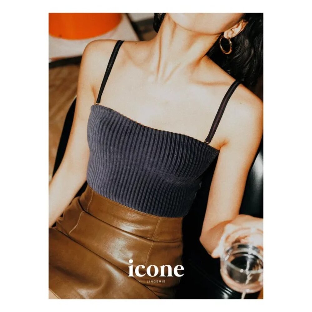 ICONE ! Bea Ribbed Velvet Bodysuit, Slate Grey (US/M,UK/10)